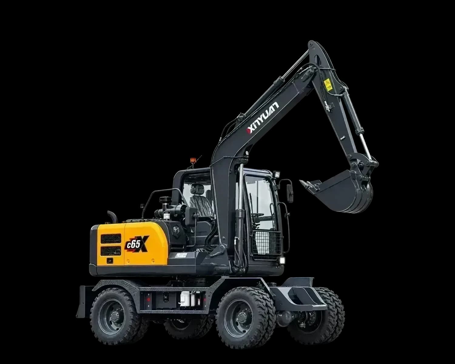 Xinyuan C65 wheeled excavator, isolated on white