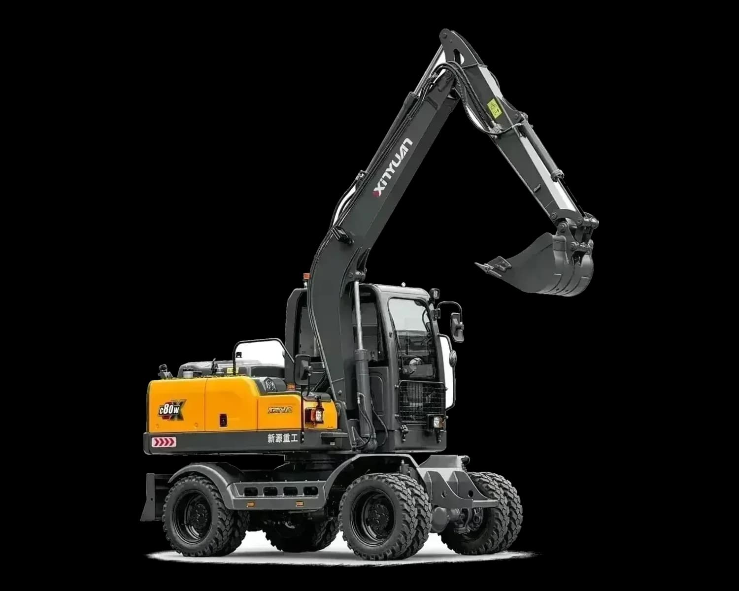 Xinyuan C80 wheeled excavator, isolated on white